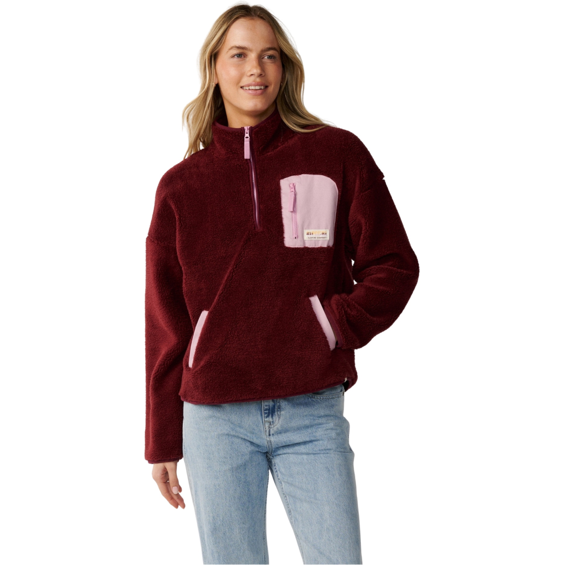 2026 Rip Curl Womens Party Wave Polar Zip Thru Fleece 0EFWFL - Dark Plum